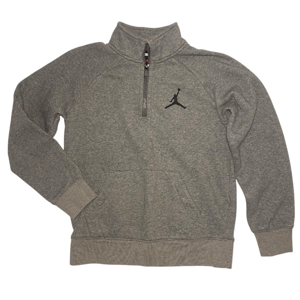 Kids Jordan Fleece Quarter Zip Pullover in Gray / Youth Medium / 10-12 Years